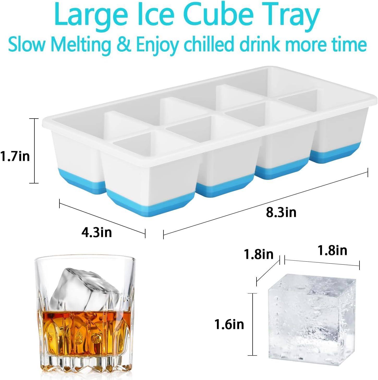 Large Ice Cube Trays 2 Pack, Silicone Easy-release and Flexible Ice Cube Molds W