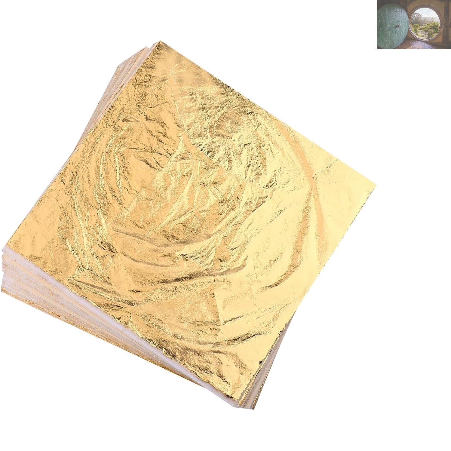 100pcs Imitation Gold Leaf Foil Sheets 5.5" x 5.5" - Luxurious Crafting Supplies