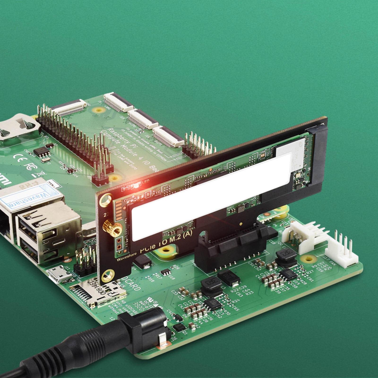 PCIe to M.2 Adapter Card with LED Light for Raspberry Pi RPI Compute Module 4 c