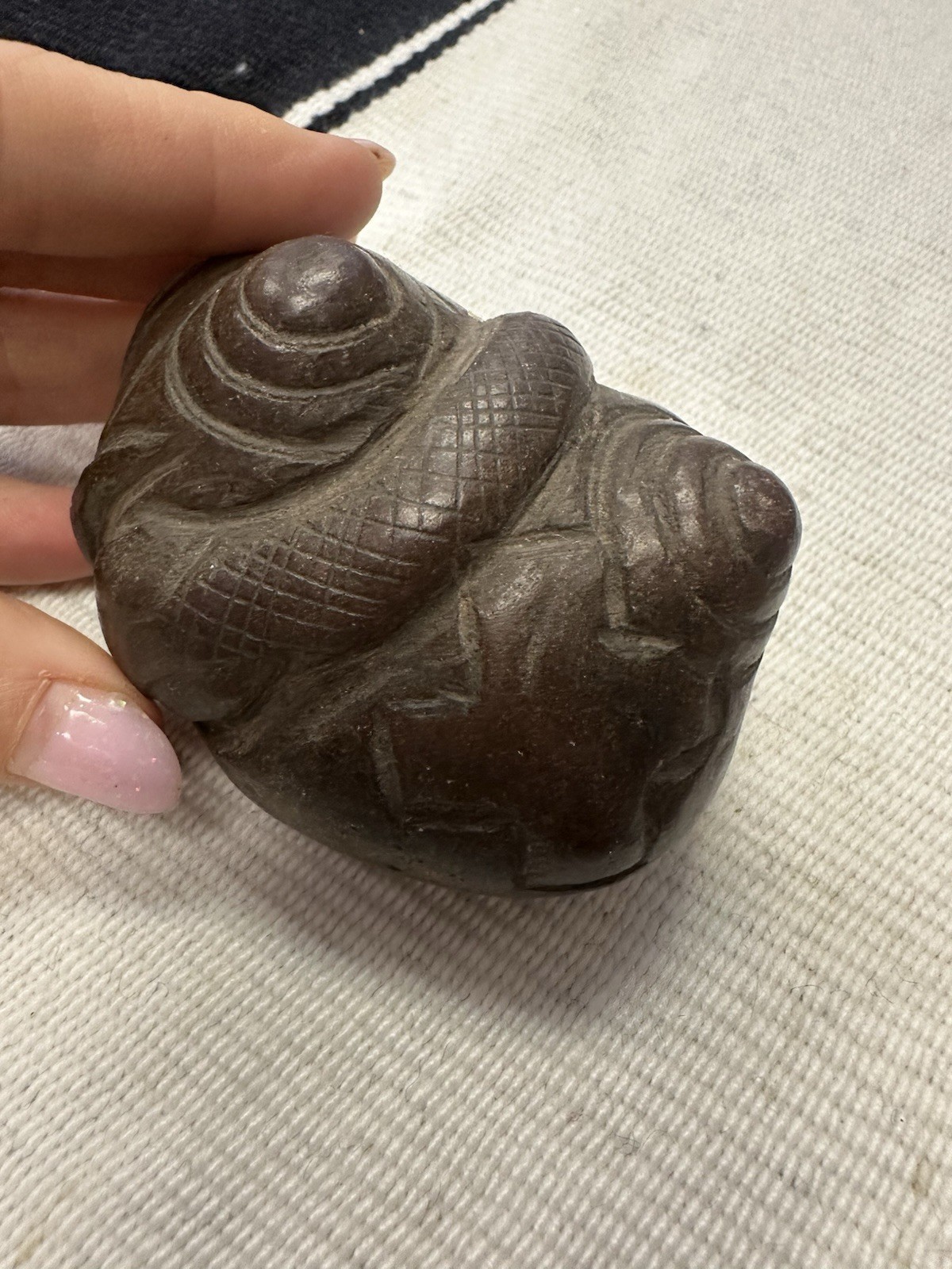 Peruvian Serpentine Ceremonial Stone | Serpent & Chacana Mesa Artifact