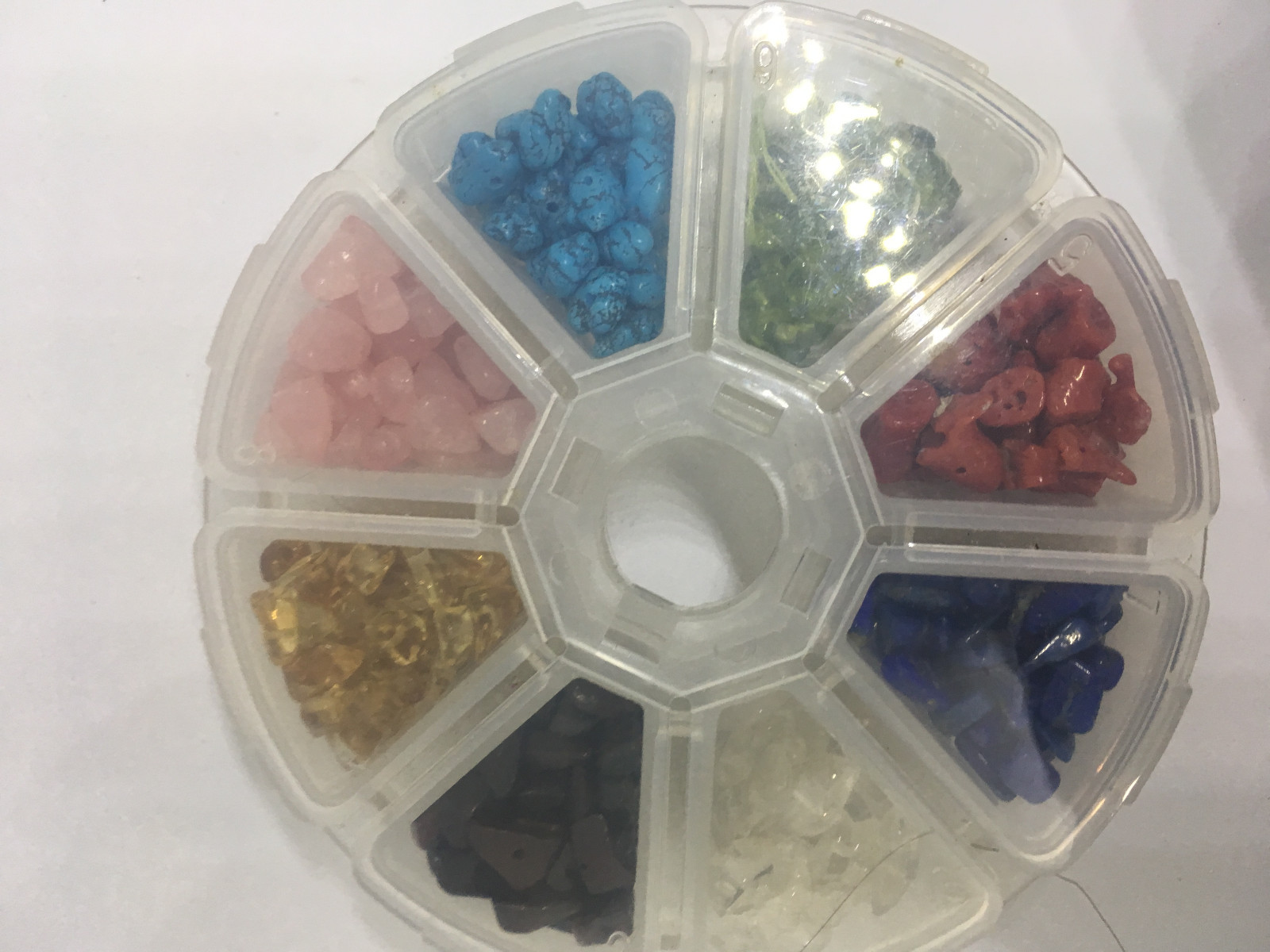 Plastic Container 8 section Organizer Round 4" x 1" inch EMPTY 8 Individual lid