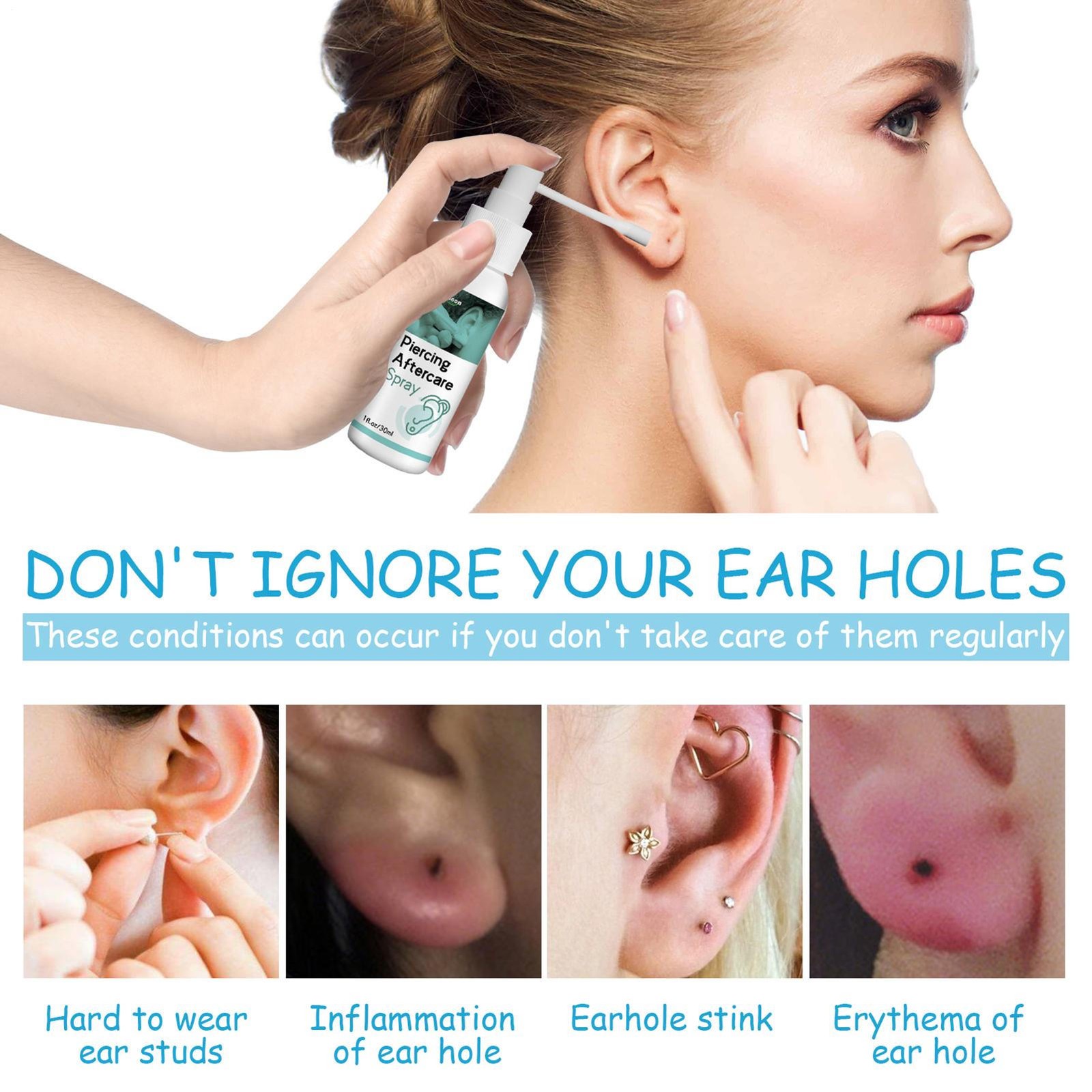 Piercing Aftercare Spray Saline Solution suitable for Piercings Bumps Accelerate