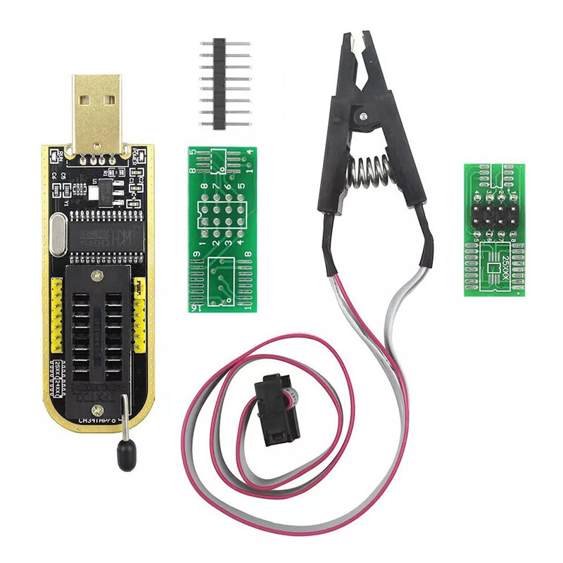 SOP8 Test Clip and CH341A USB Programmer Flash 24 25 EEPROM BIOS Writer SPI USB
