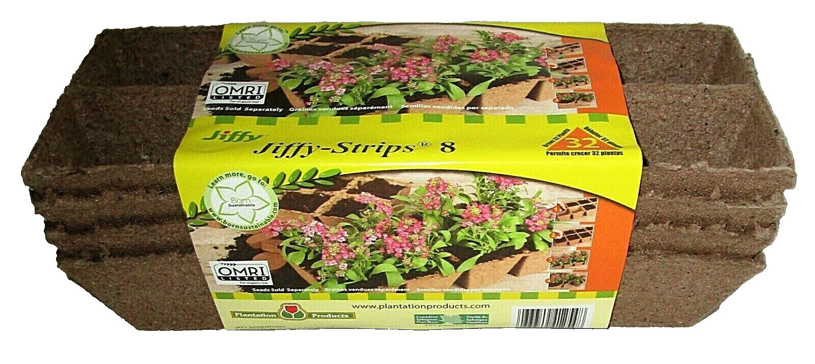 JIFFY SEED STARTER STRIPS 32 ct. Organic  [4 Strips OF 8]~Growa 32 Plants
