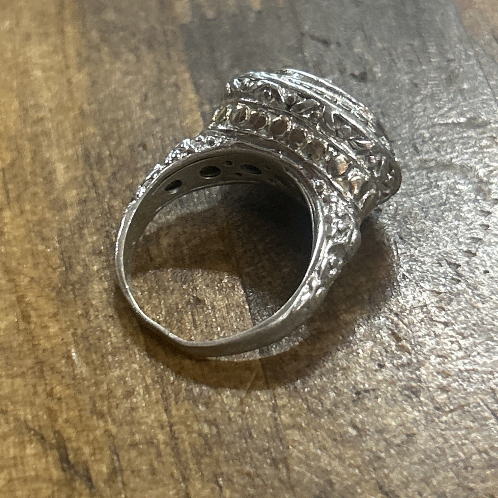 925 Sterling Silver White Stone Cluster Statement Ring Sz 6.5 8.81 Grams