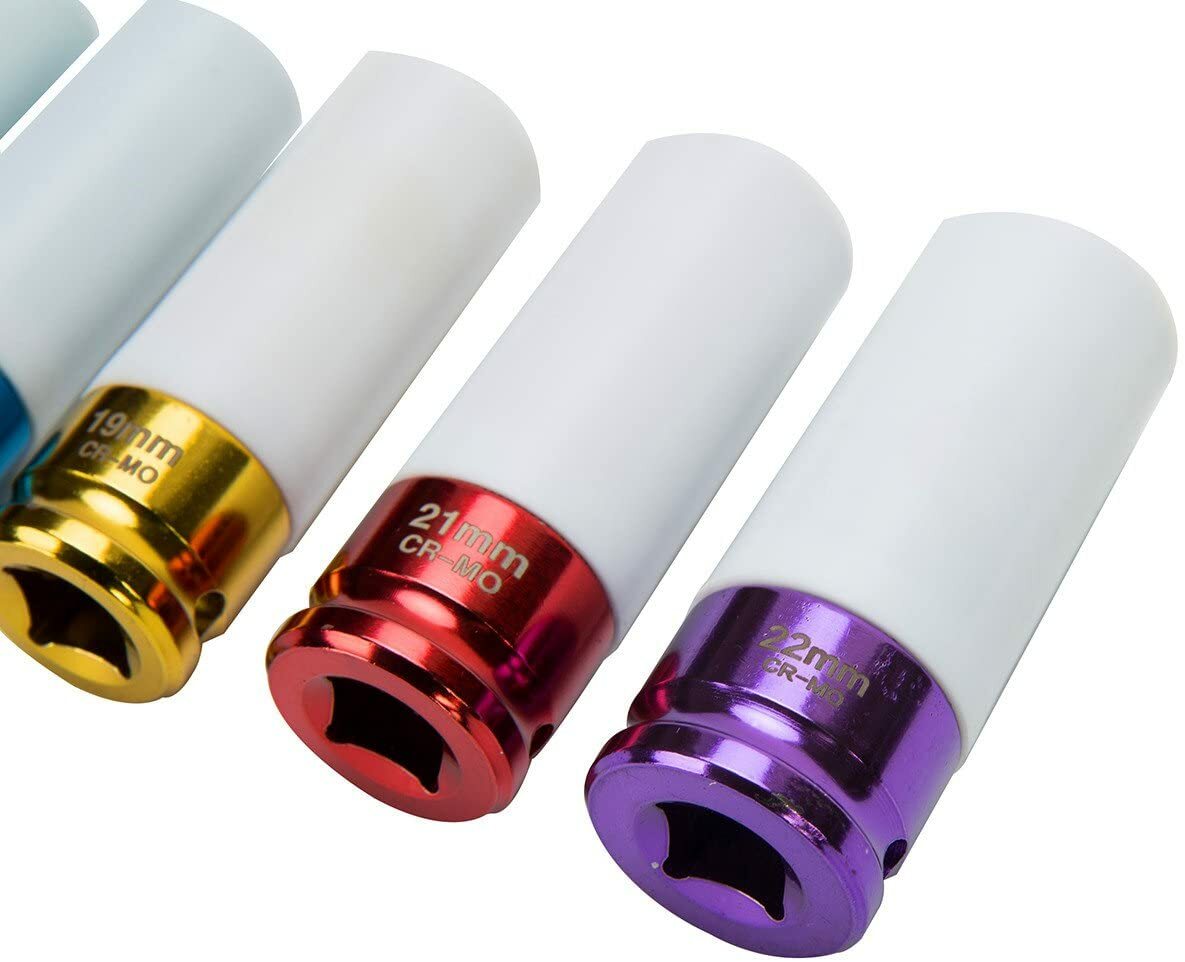 5PCS 1/2” Inch Impact Drive Lug Nut Socket Non-Marring Thin-Walled 5 Piece Set