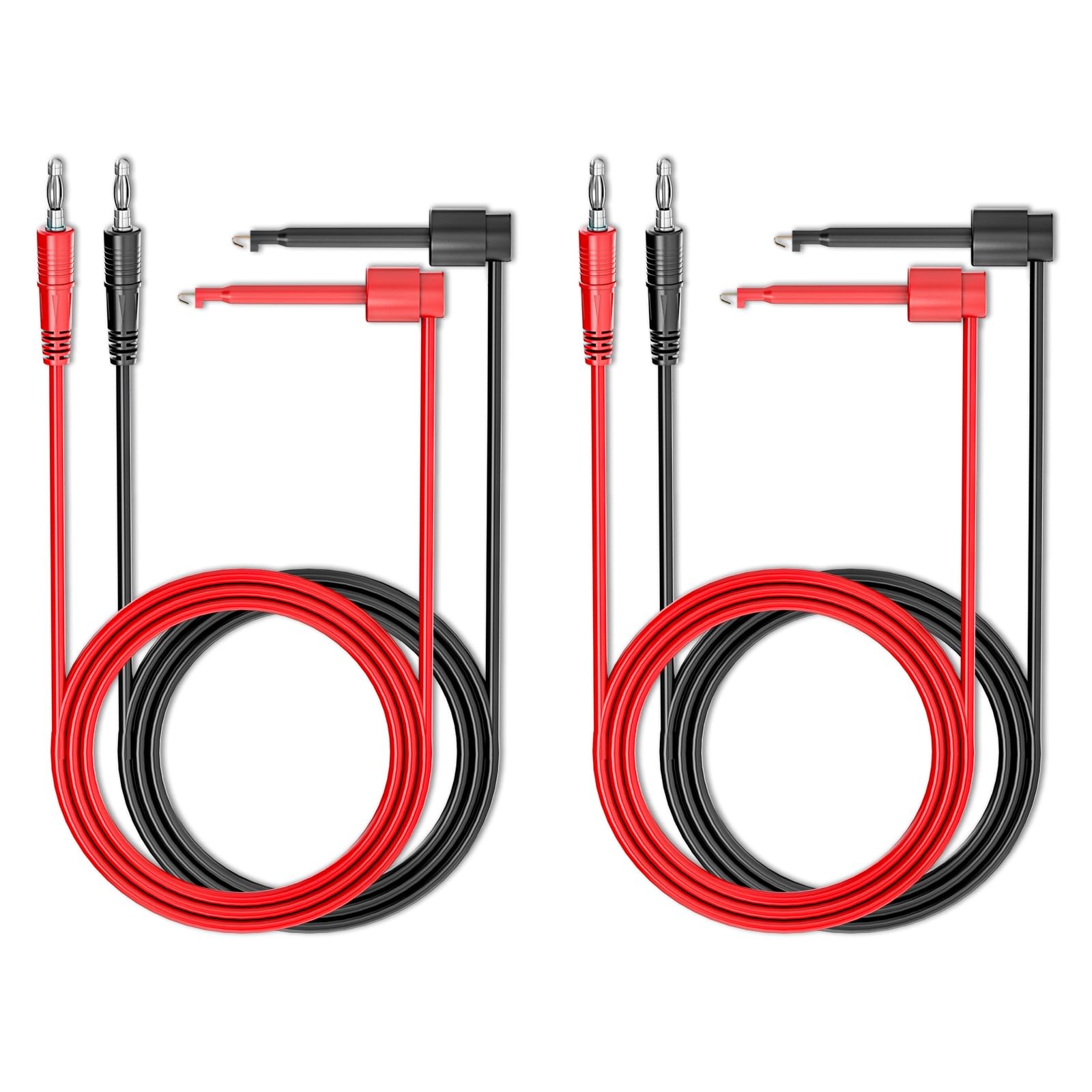Banana Plug to Test Hook Clips Leads 4mm Copper Cable Wires Multimeter 4 Pack