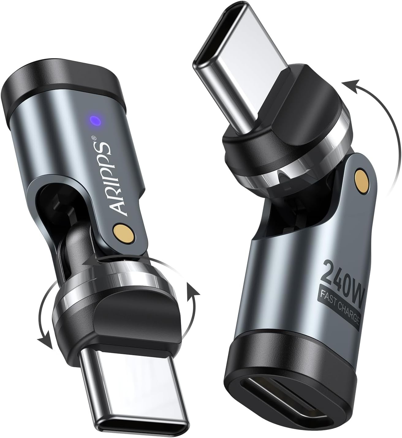 USB C Adapter [2-Pack], PD 240W C 90 Degree Adapter, Type C Black