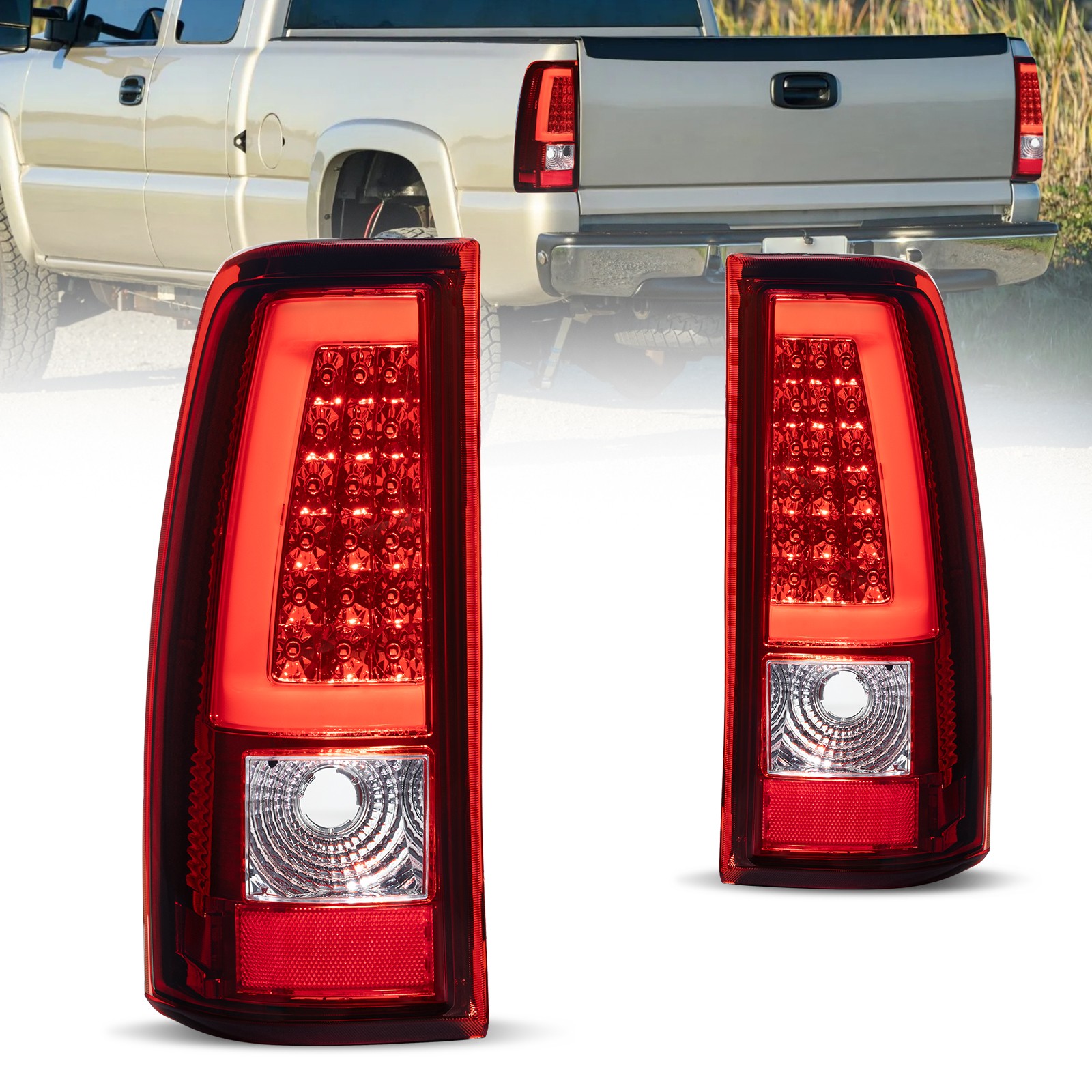 Pair LED Rear Lamps Tail Lights Assembly For 03-06 Chevy Silverado GMC Sierra