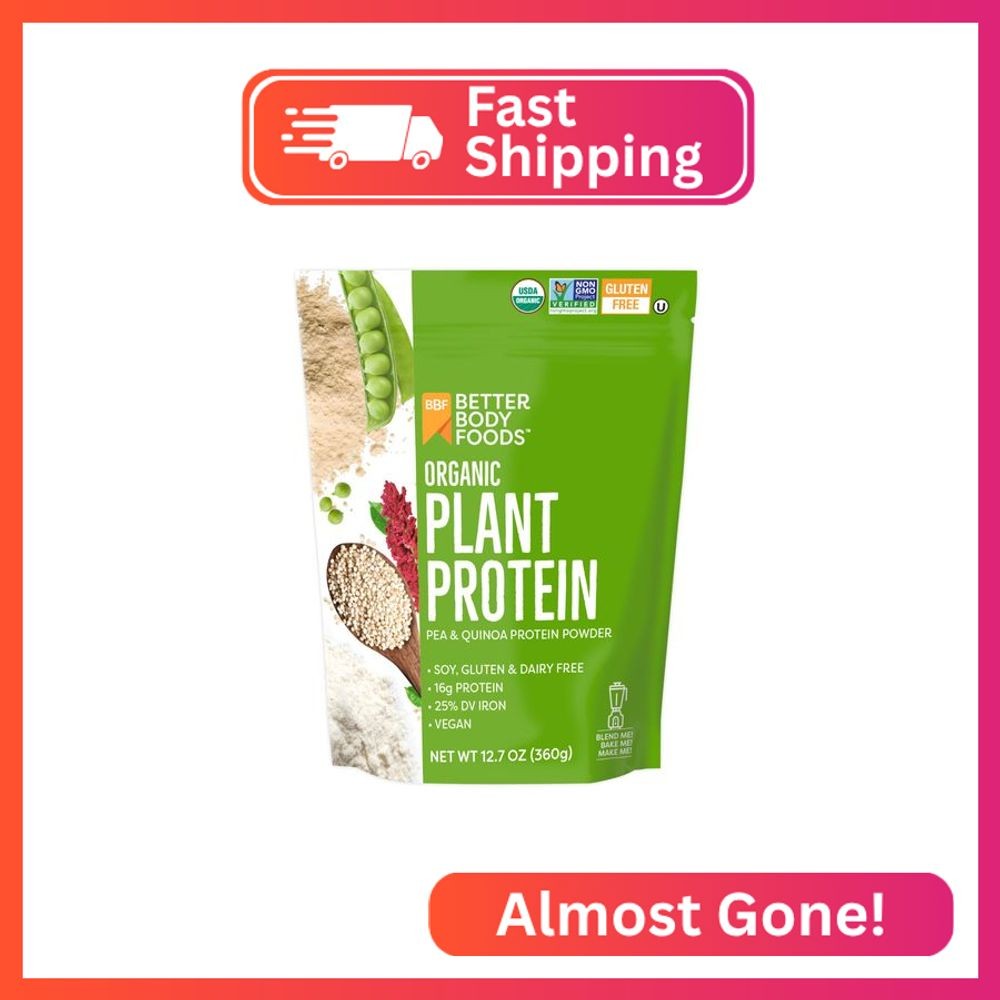 BetterBody Foods Organic Plant Based Protein Powder, 16g of Protein 24% DV, Vega