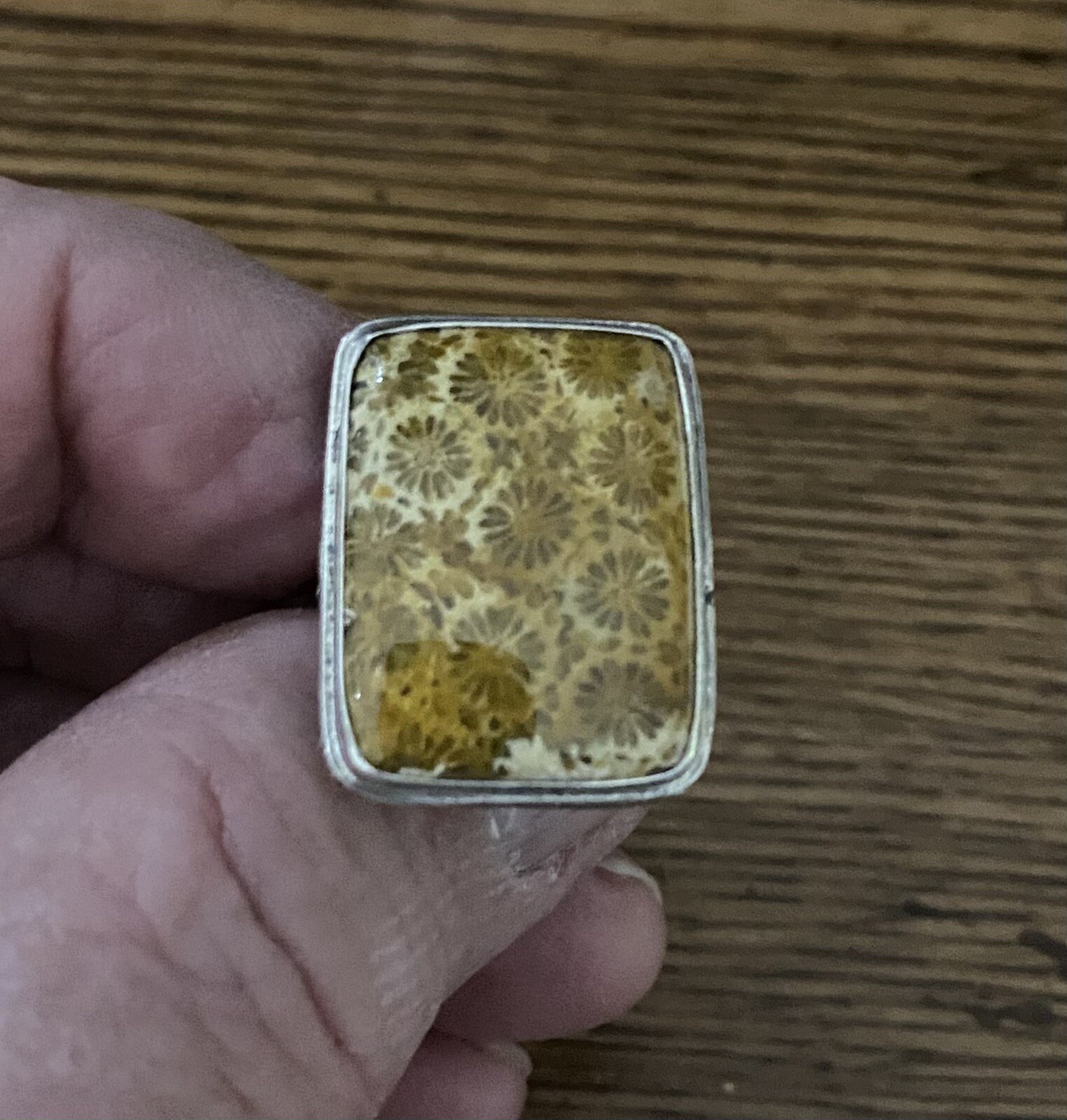 Fossil Coral Ring Sterling Silver