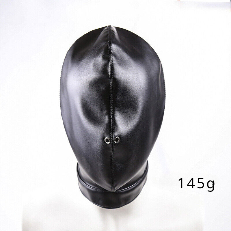 BDSM Bondage PU Leather Sensory Deprivation Head Hood Mask for Couples Headgear