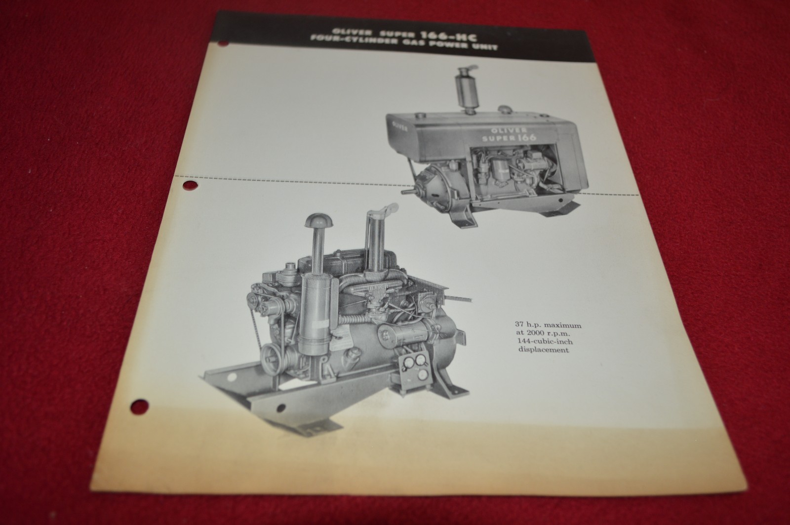 Oliver Tractor Super 166-HC Gas Power Unit Dealer's Brochure YABE12 ver