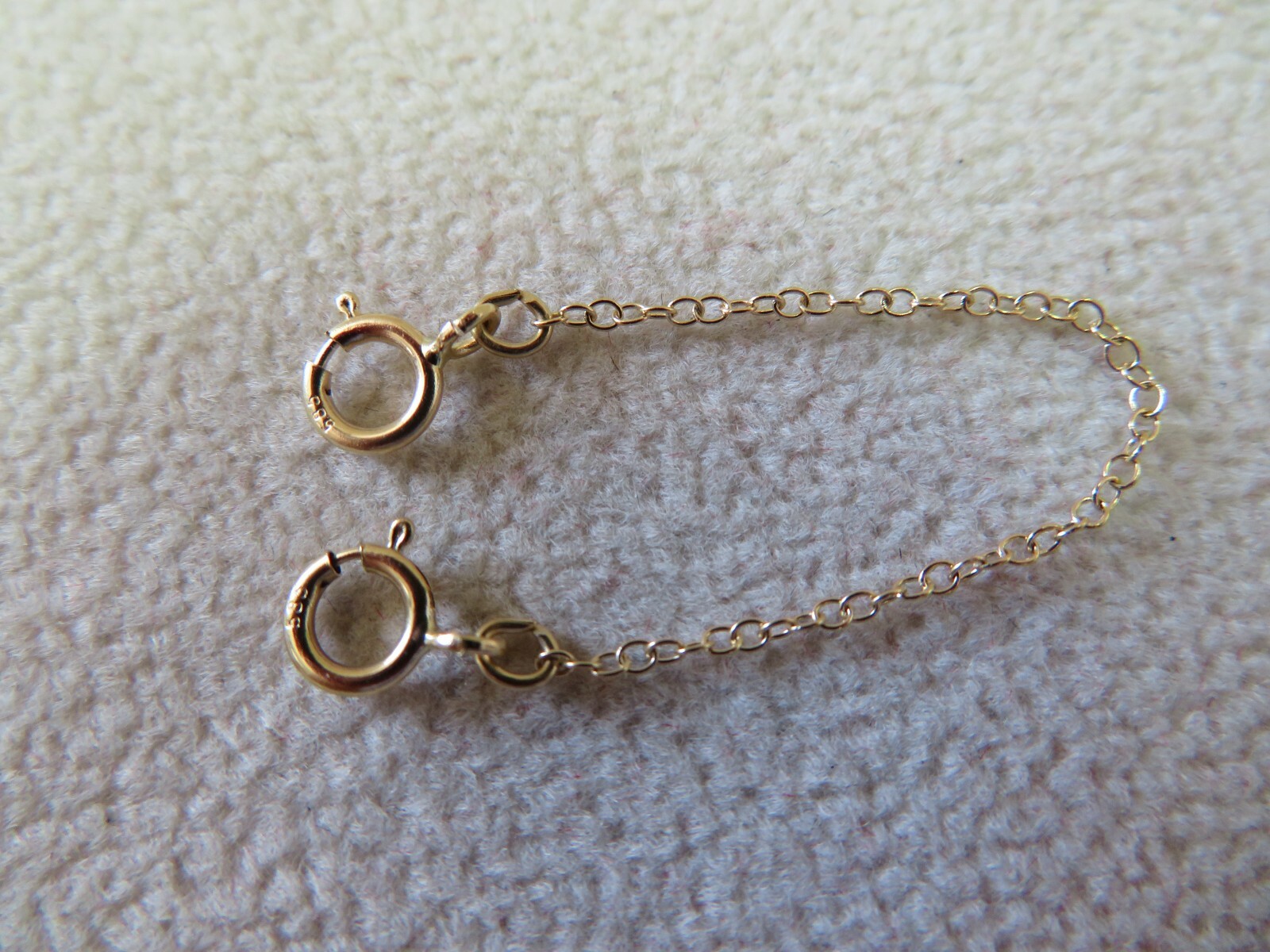 2 5/8" 14K Solid Yellow Gold Safety Chain Extender 1.2 x 65mm w/5mm Spring Clasp