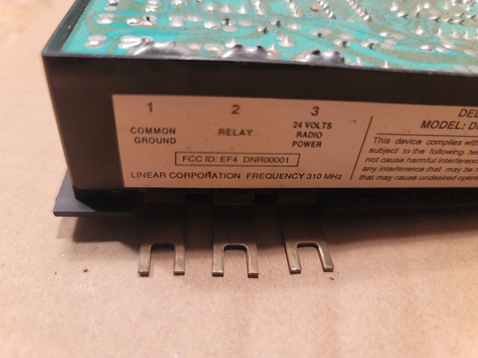 LINEAR DRM DNR00007 DELTA 3 RECEIVER 24VAC 310MHZ USED