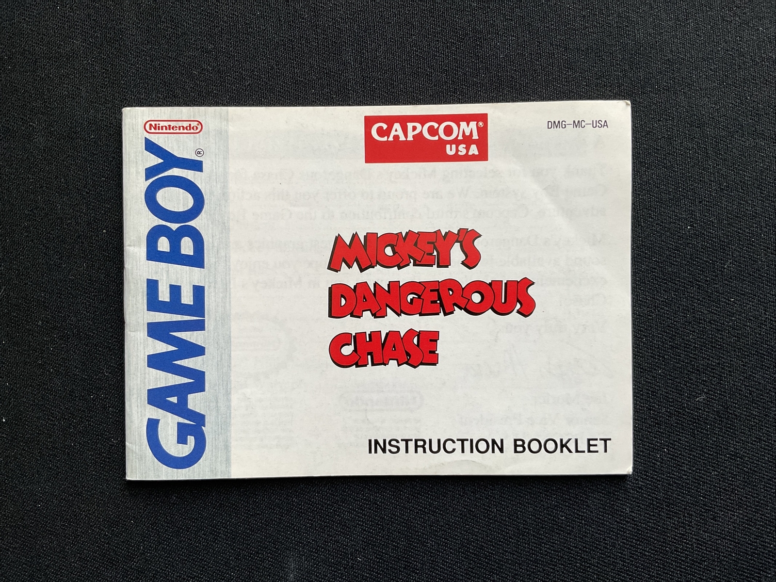 Mickey's Dangerous Chase (Gameboy, 1991) Instruction Videogame MANUAL ONLY