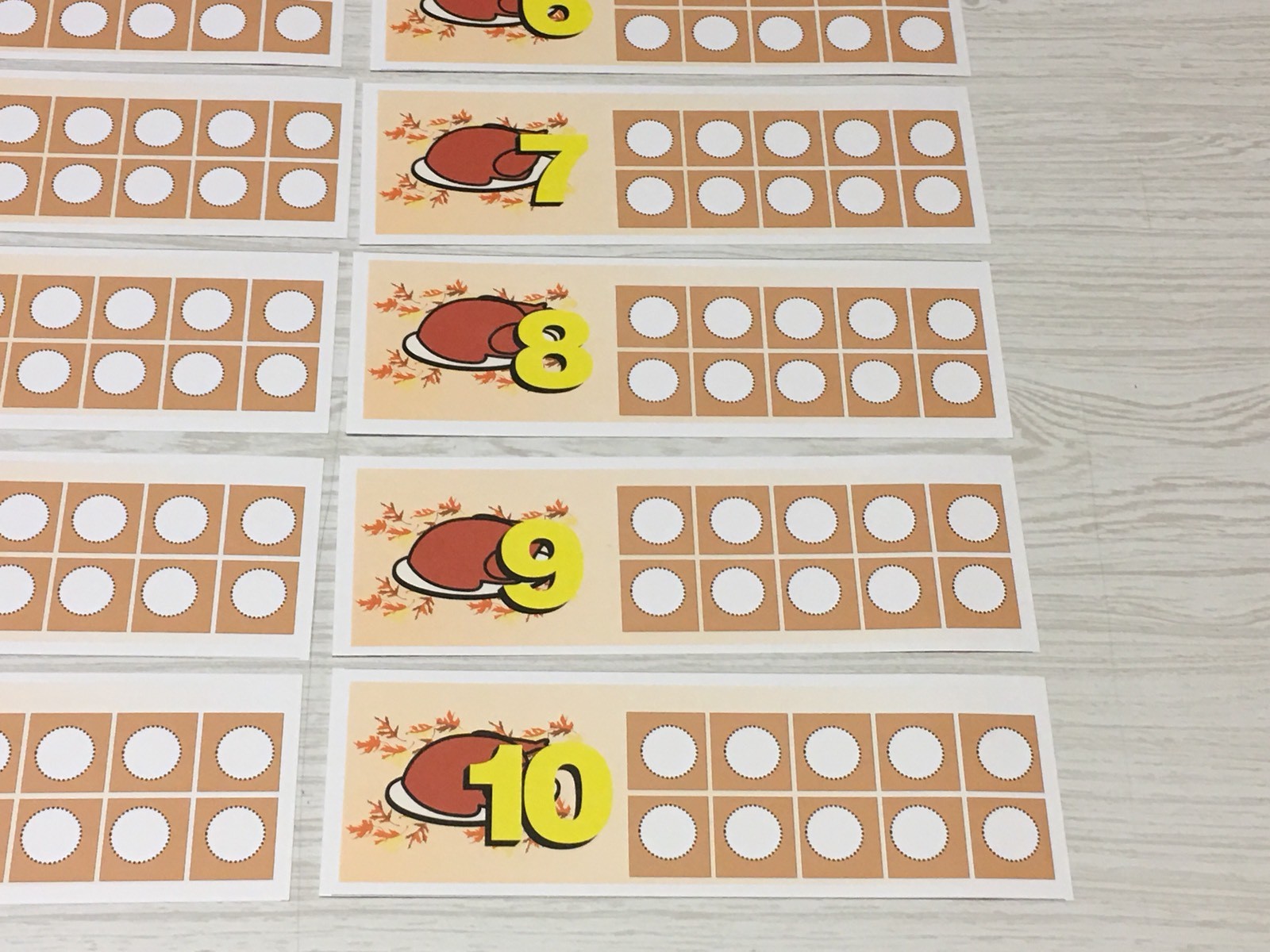 Thanksgiving -Turkey Dinner Ten-Frames - Laminated Activity Set - Teaching