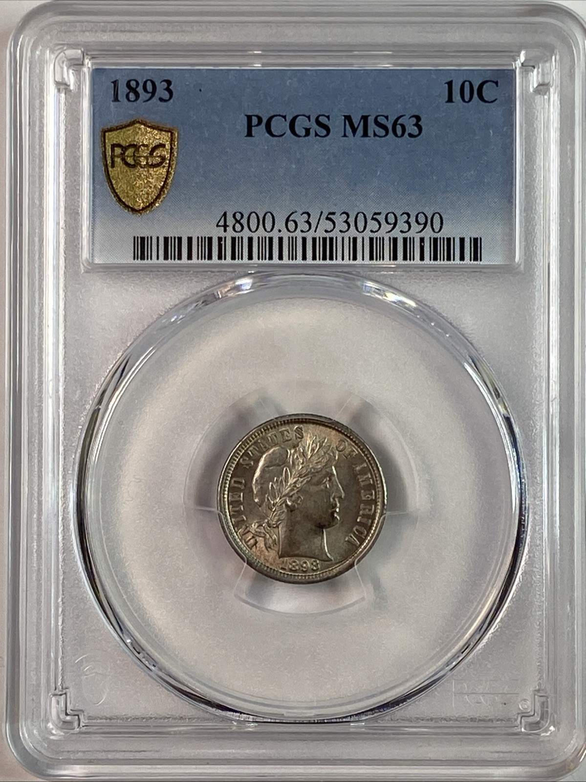 1893-P U.S. 10c Barber Dime PCGS MS63 ~ Better Date ~ Beautiful Coin!