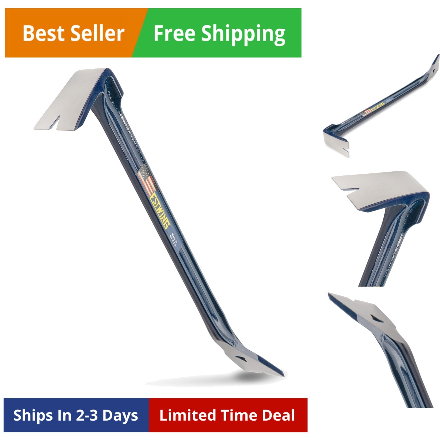 Nail Puller - 18" I-Beam Pry Bar with Extreme Leverage Design & Forged Steel ...