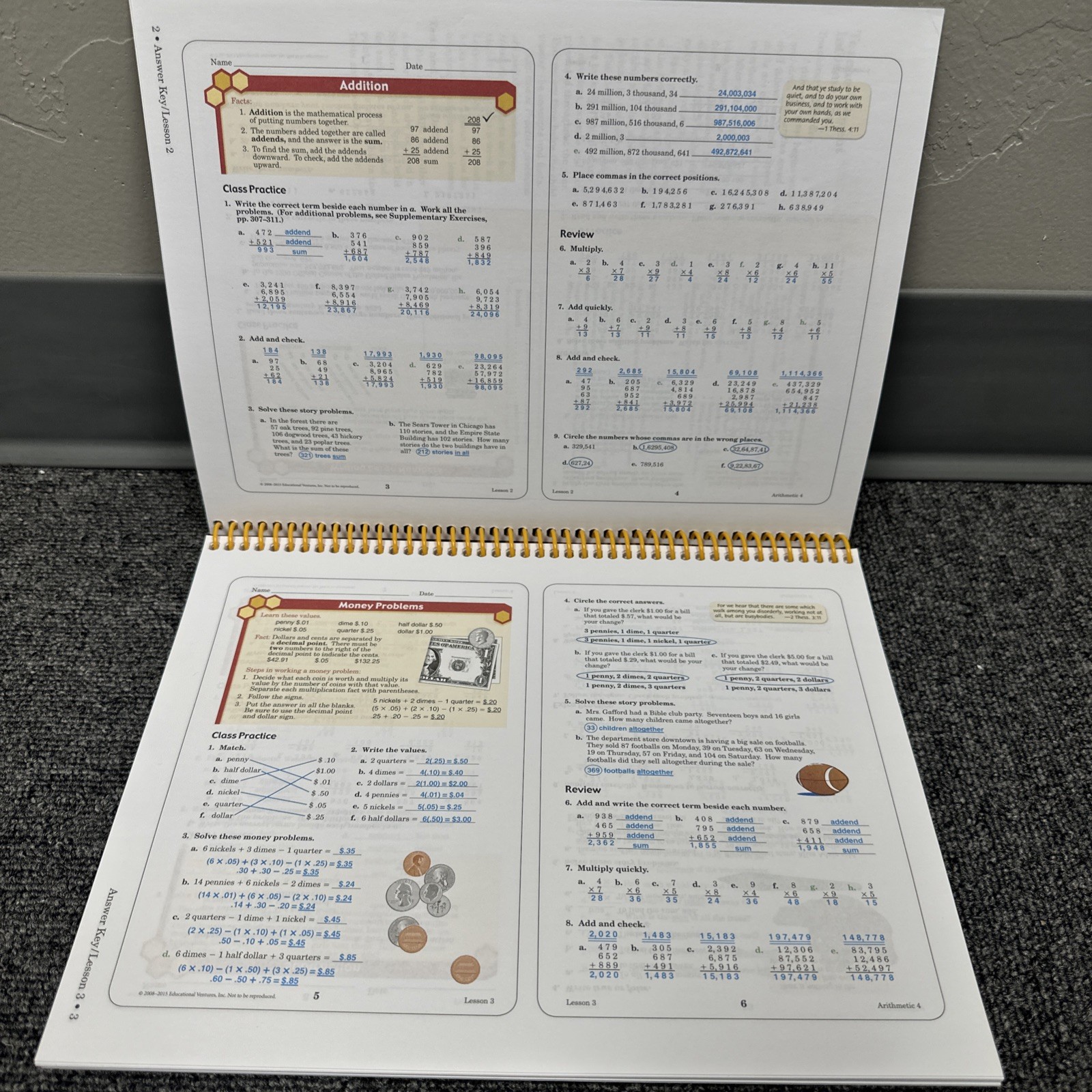 ABeka Homeschool Arithmetic 4 Curriculum / Lesson Plans 4th edition + Work Text