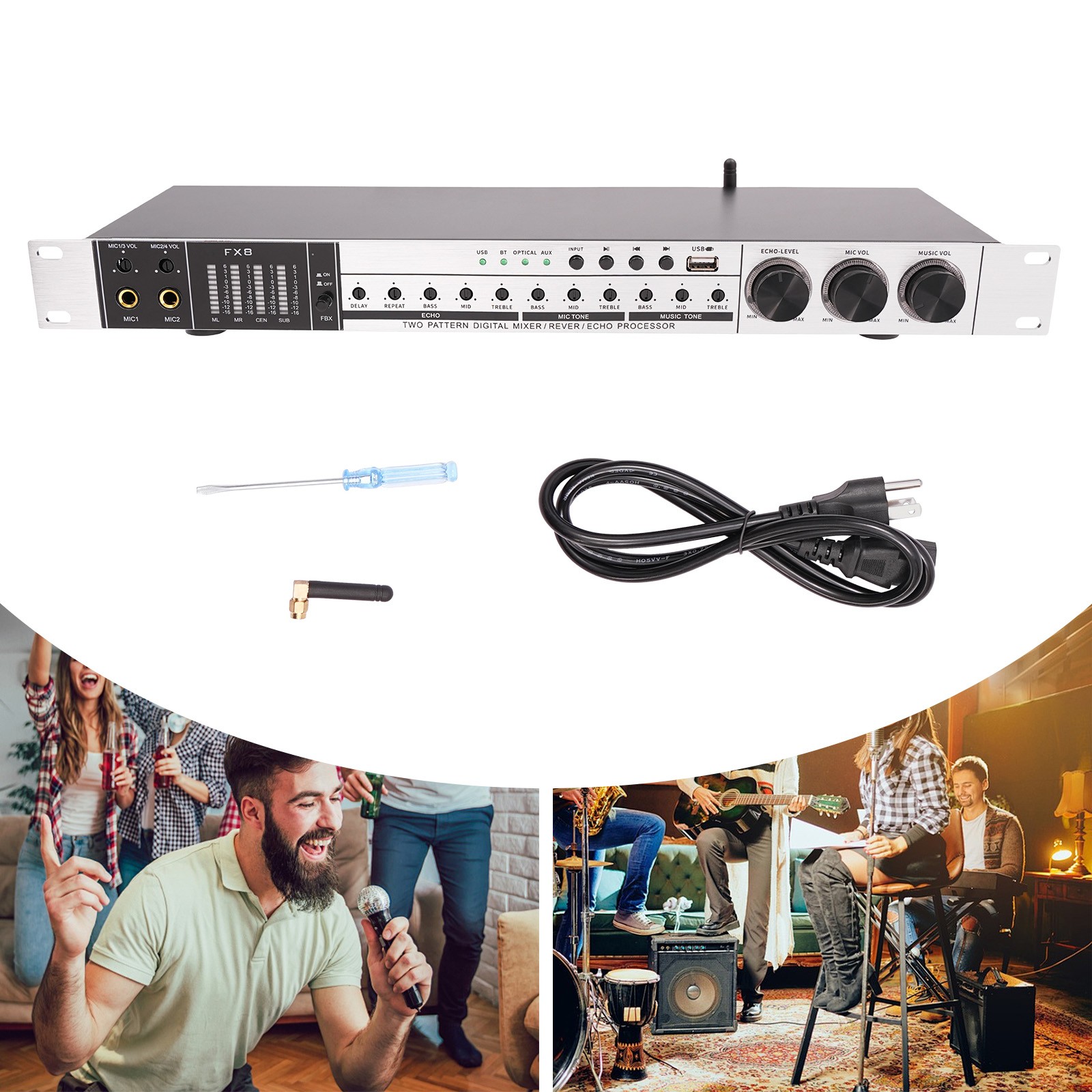Audio Processor Professional Anti-howling Silver Audio Processor 110V 25W