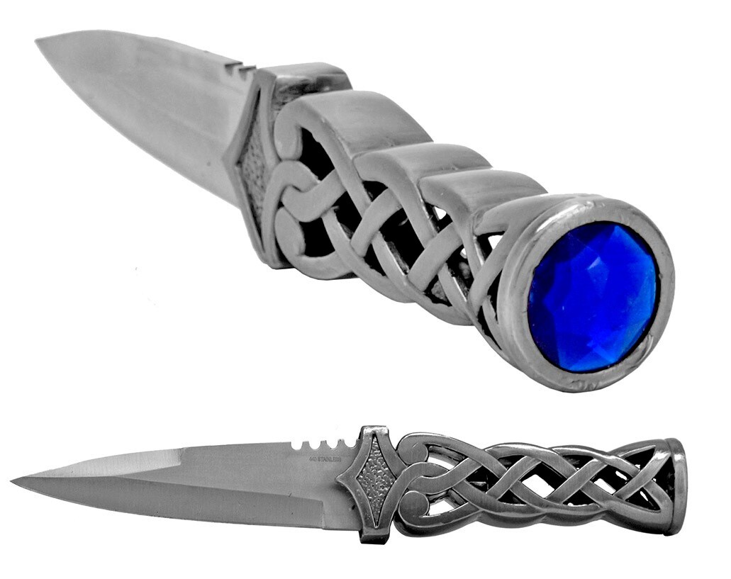 SCOTTISH 7.5" Blue Jewel GOTHIC ATHAME Medieval Knife Dirk Dagger Wicca Altar