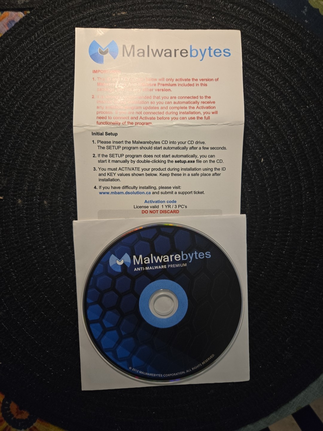 Malwarebytes Anti-Malware Premium 2013 3PCs-1 Year License - USED