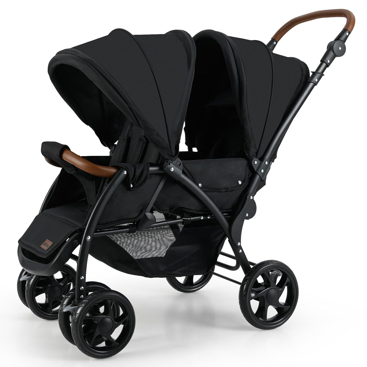 Double Stroller, Foldable Baby Tandem Stroller with Djustable Backrest Canopy Fo