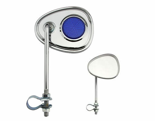 ONE Bike V Mirror Chrome Blue Reflectors. Bike parts,Bicycle parts.