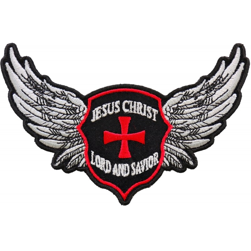 Embroidered Patch (Iron-On), Jesus Christ Lord Savior Wings Christian, 4.5" x 3"