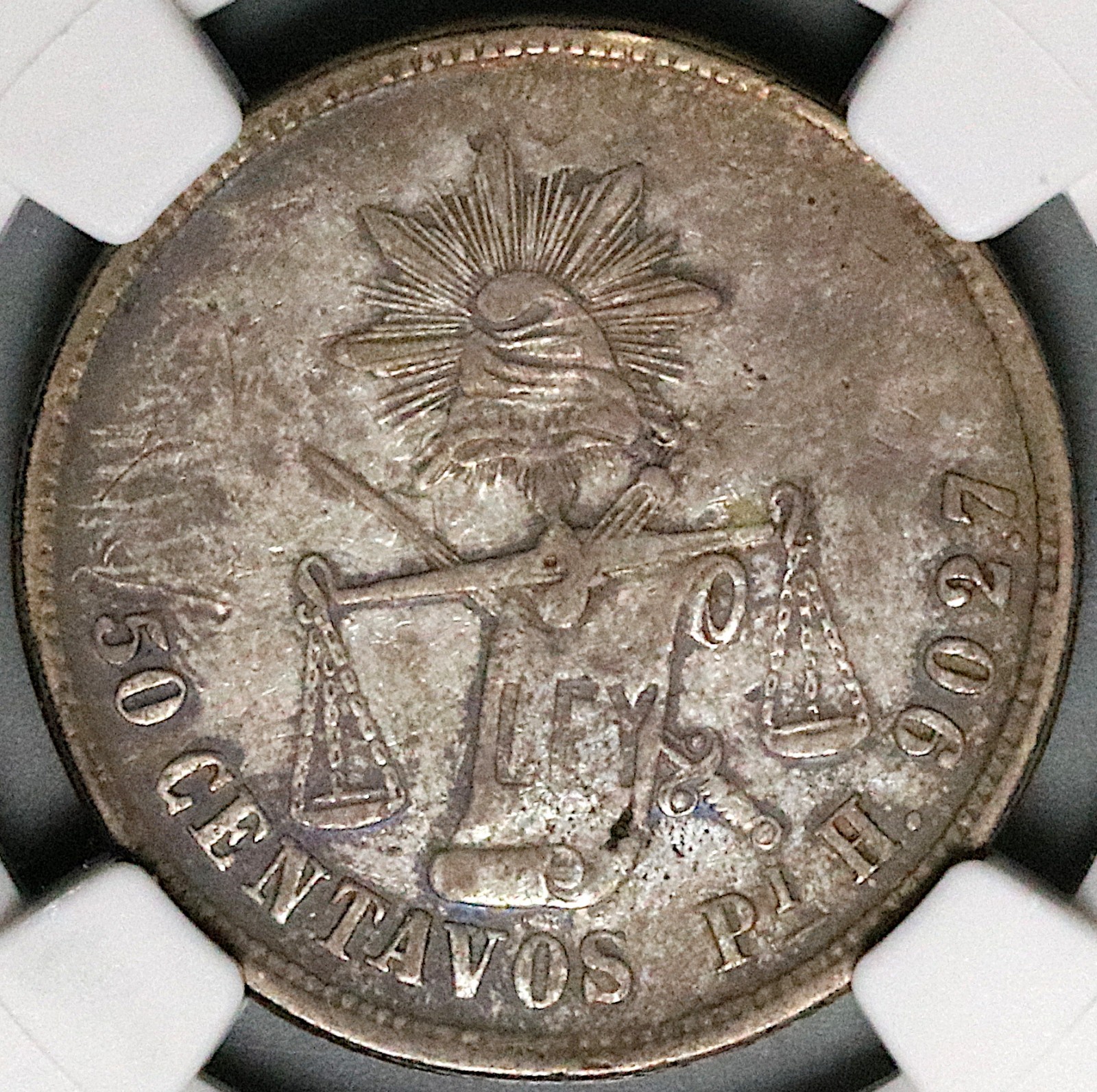 1880-Pi NGC XF 45 Mexico 50 Centavos Balance Scale Rare Coin POP 1/1 (25110203C)