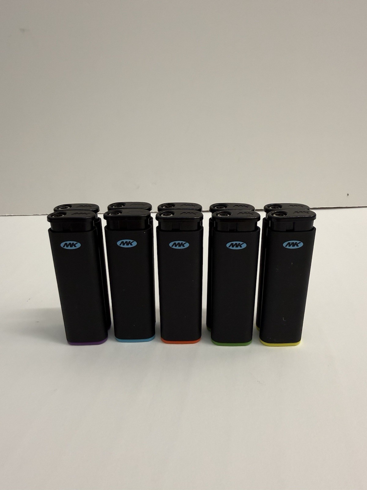 MK PACK OF 10 Assorted Colors Jet Windproof Black Style Pocket Lighters (702003)