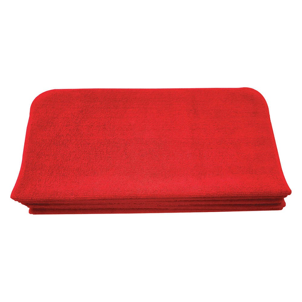 TOUGH GUY 32UV13 Microfiber Cloth,16" x 16",Red,PK12 32UV13