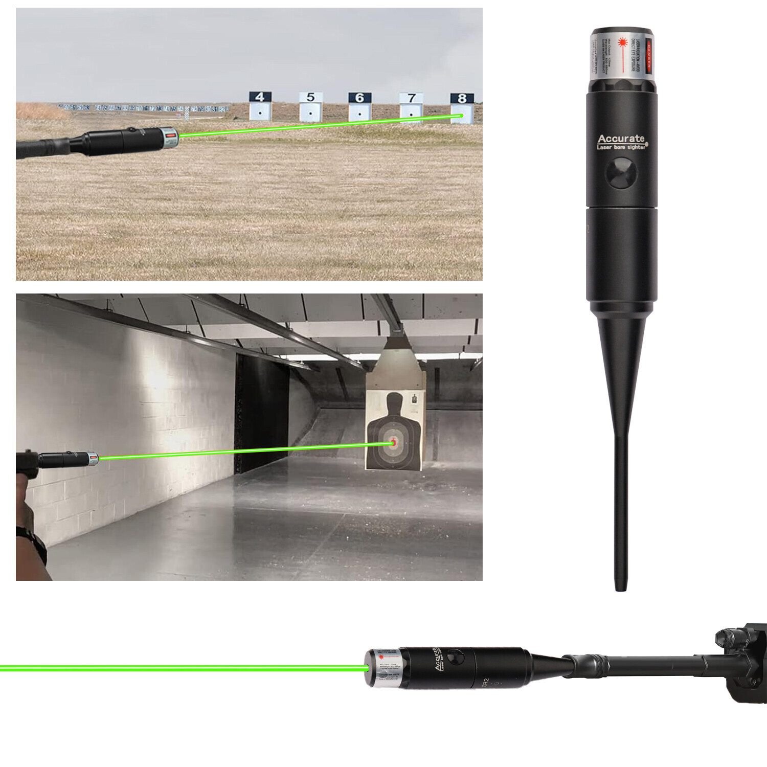 Professional Green Laser Bore Sight Kit Multiple Caliber Upgraded Bore Sighter
