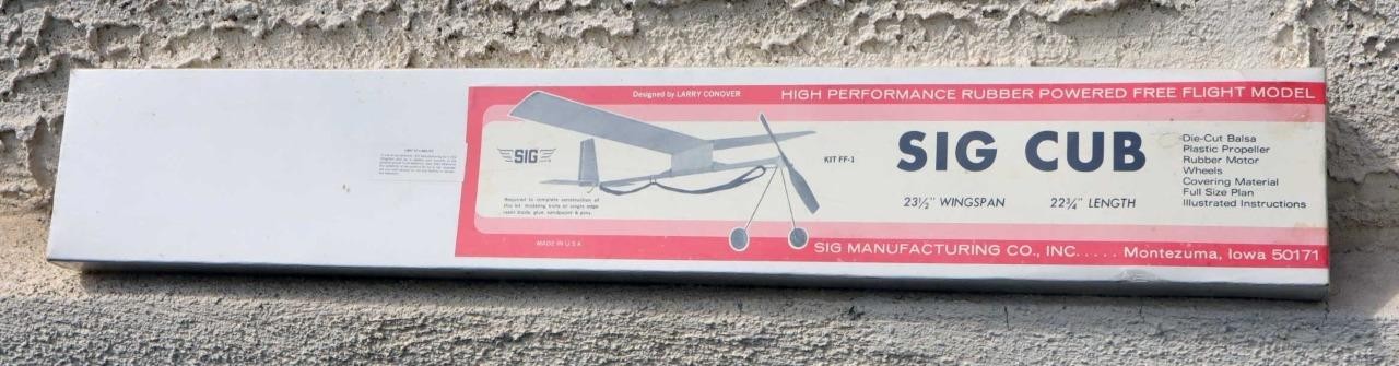 SIG CUB Rubber-Powered Free Flight Model Airplane Kit, FF-1 — Factory Sealed