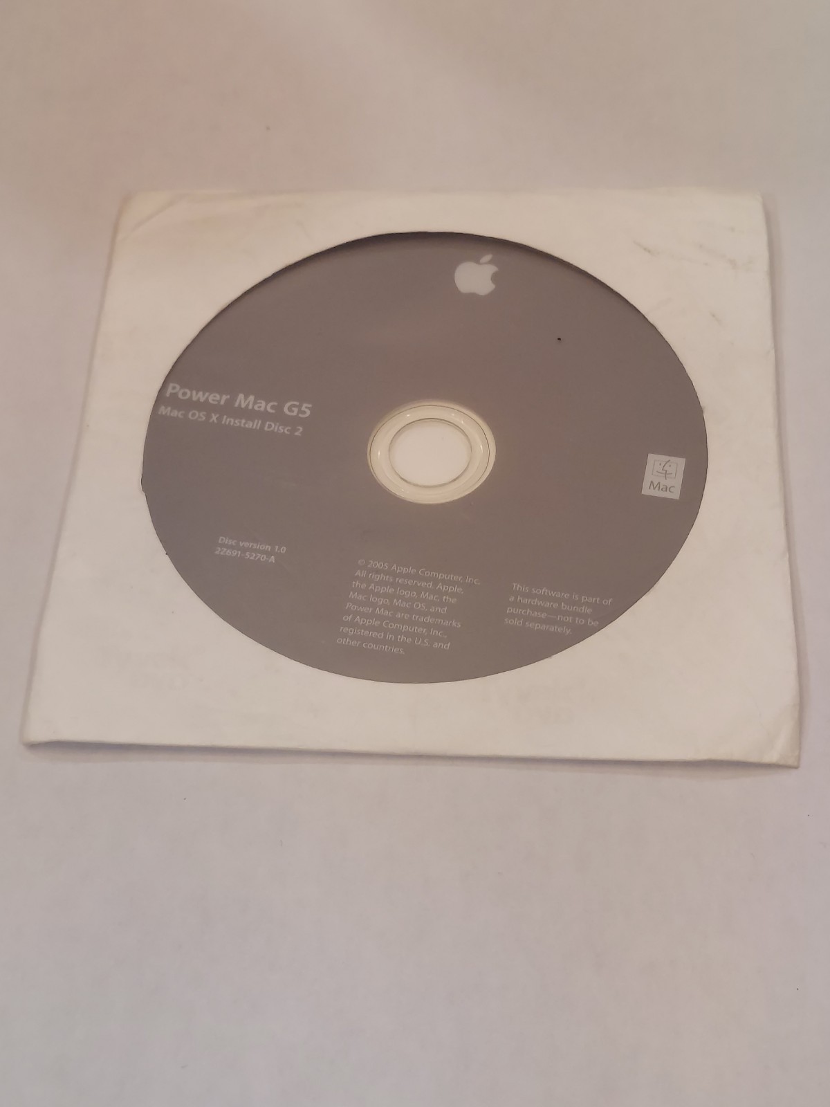 Vintage 2005 Apple Mac OS X Install Disc 2 Disc Version 1.0 2Z691-5270-A