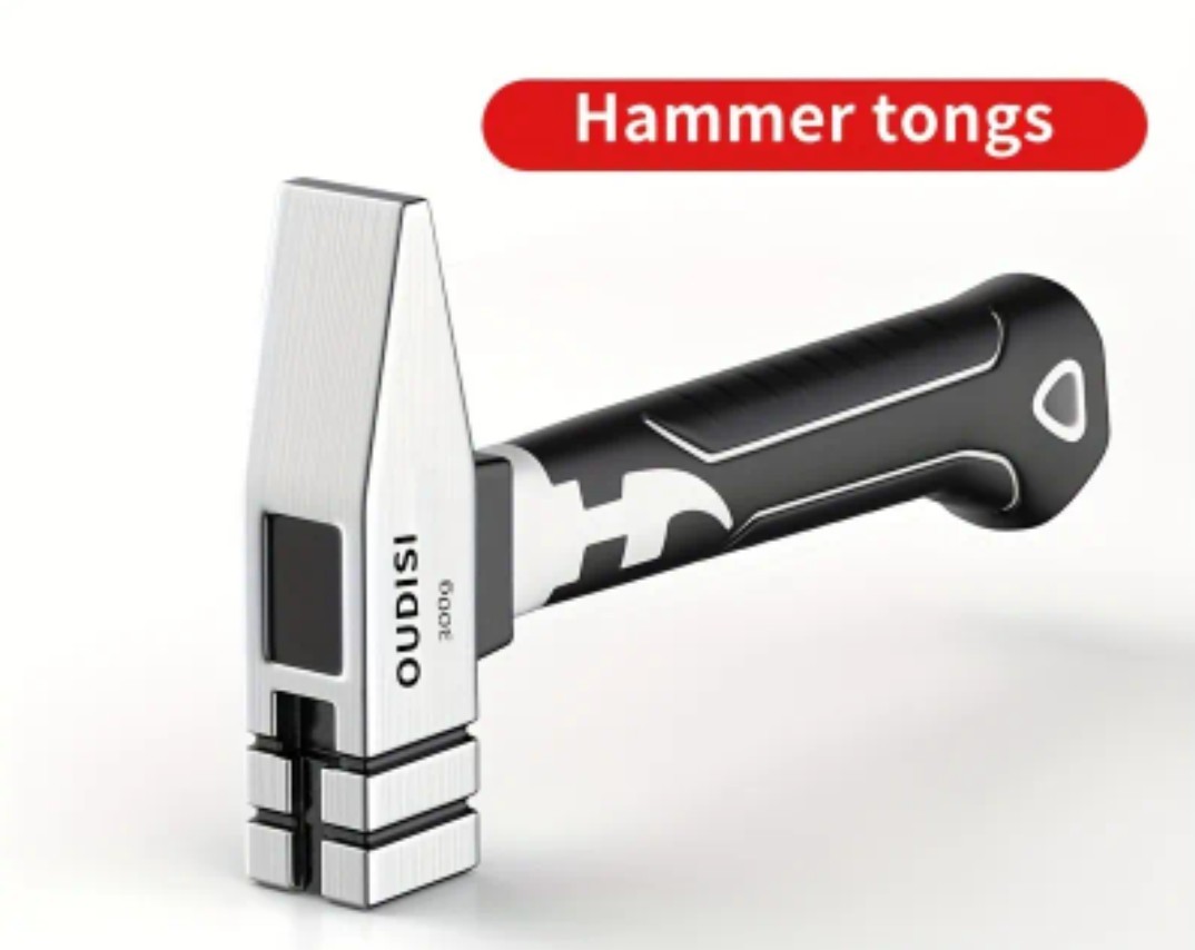 OUDISI 11oz HAMMER TONGS Hammer, Mini Strike SQUARE Head w/ Non-Slip RUBBER Grip