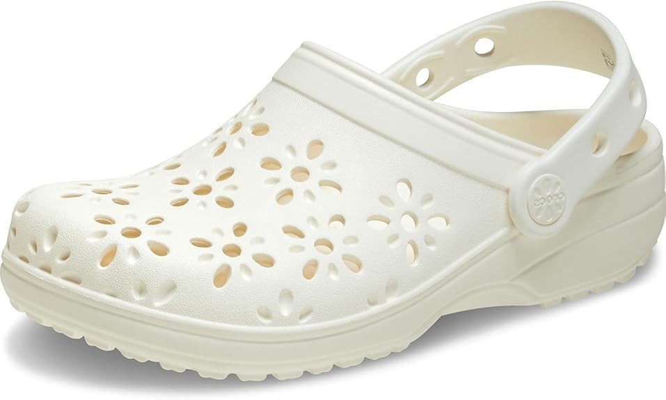 Crocs Unisex Adult Floral Classic Clogs WHITE