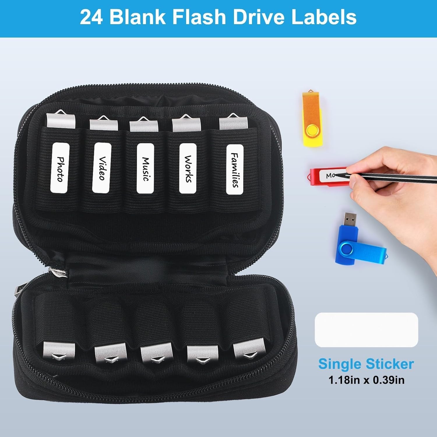 Flash Drive Case 20 Slots Thumb Drive USB Storage Case, Portable Electronic Acce