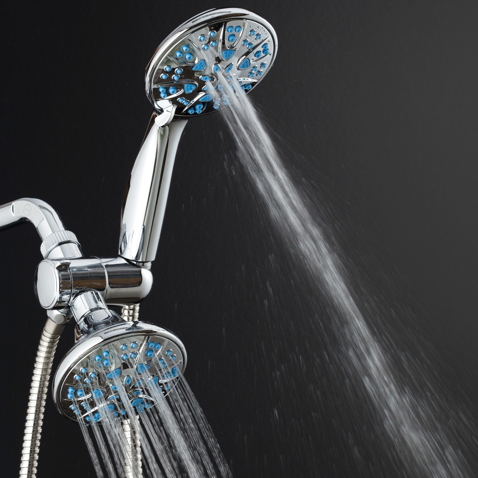 AquaDance Wave Blue Antimicrobial 30-Setting Shower Head Combo