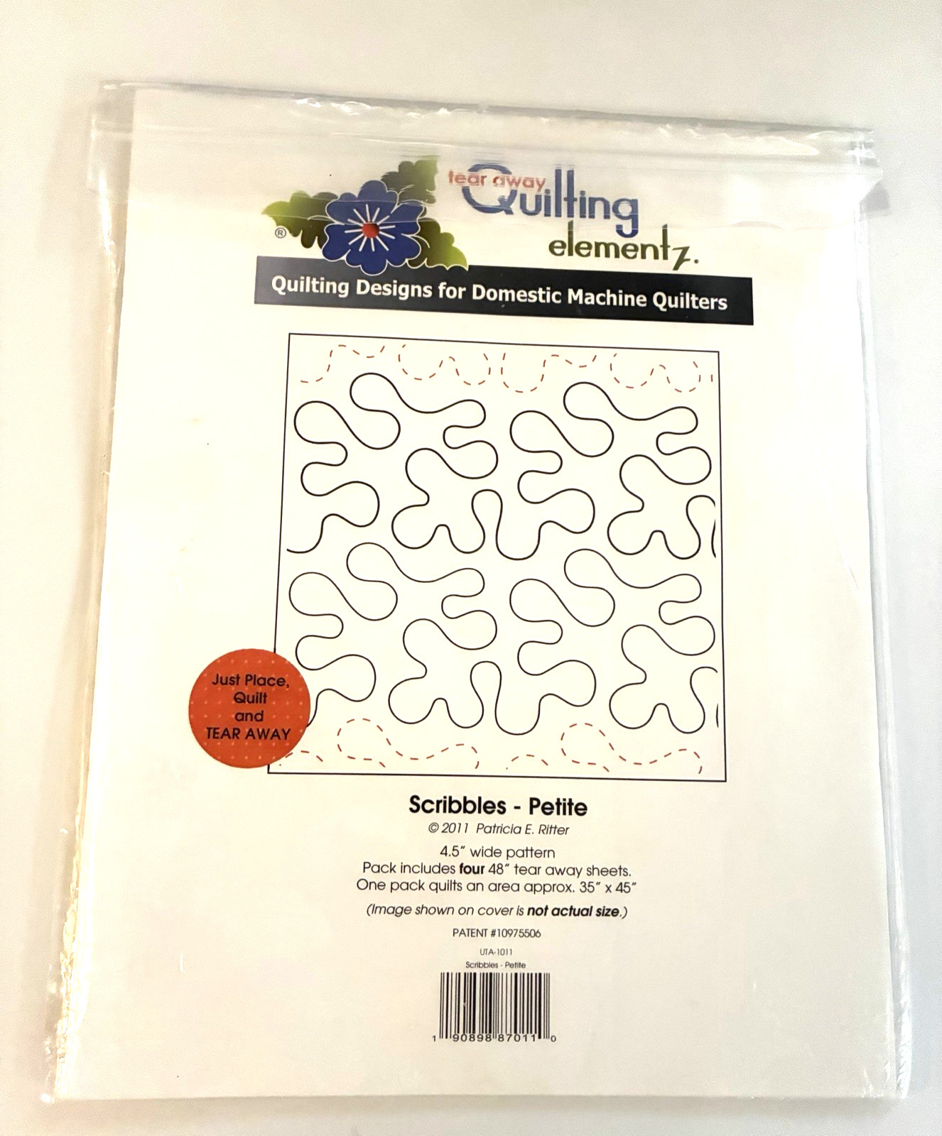 Quilting Elementz Printed Tear Away Quilting Paper 4/Pkg Scribbles Petite 4.5