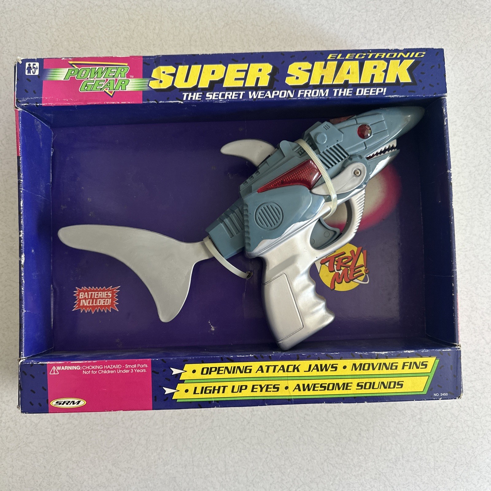 1995 SRM Electronic Super Shark Toy Gun Power Gear In Box