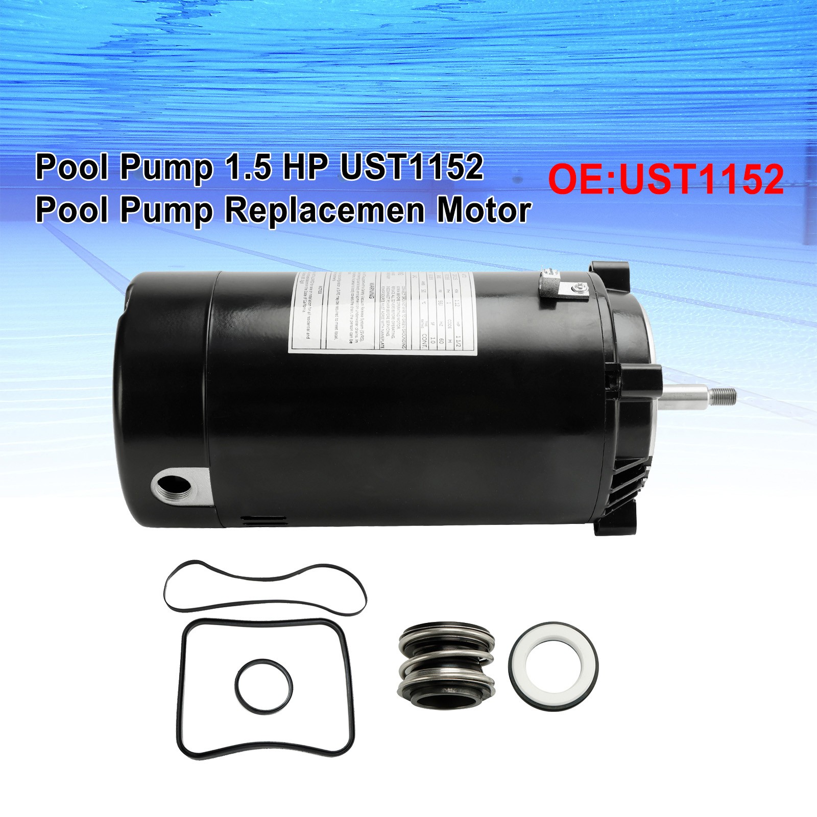 Pool Pump 1.5 HP UST1152 Pool Pump Replacemen Motor For HAYWARD SUPER PUMP L3