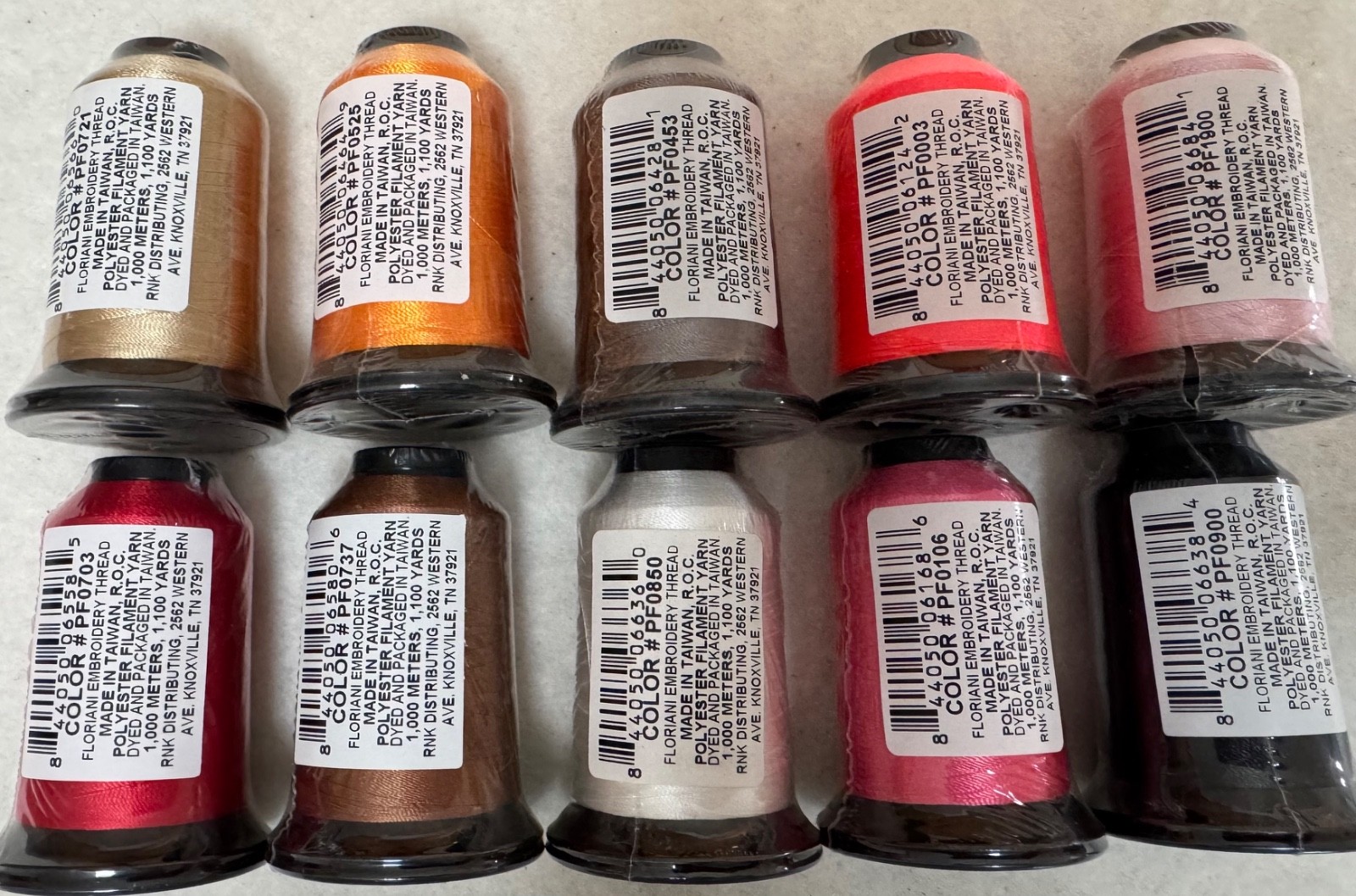 Floriani Embroidery Thread 10 New Spools Polyester Multiple Colors