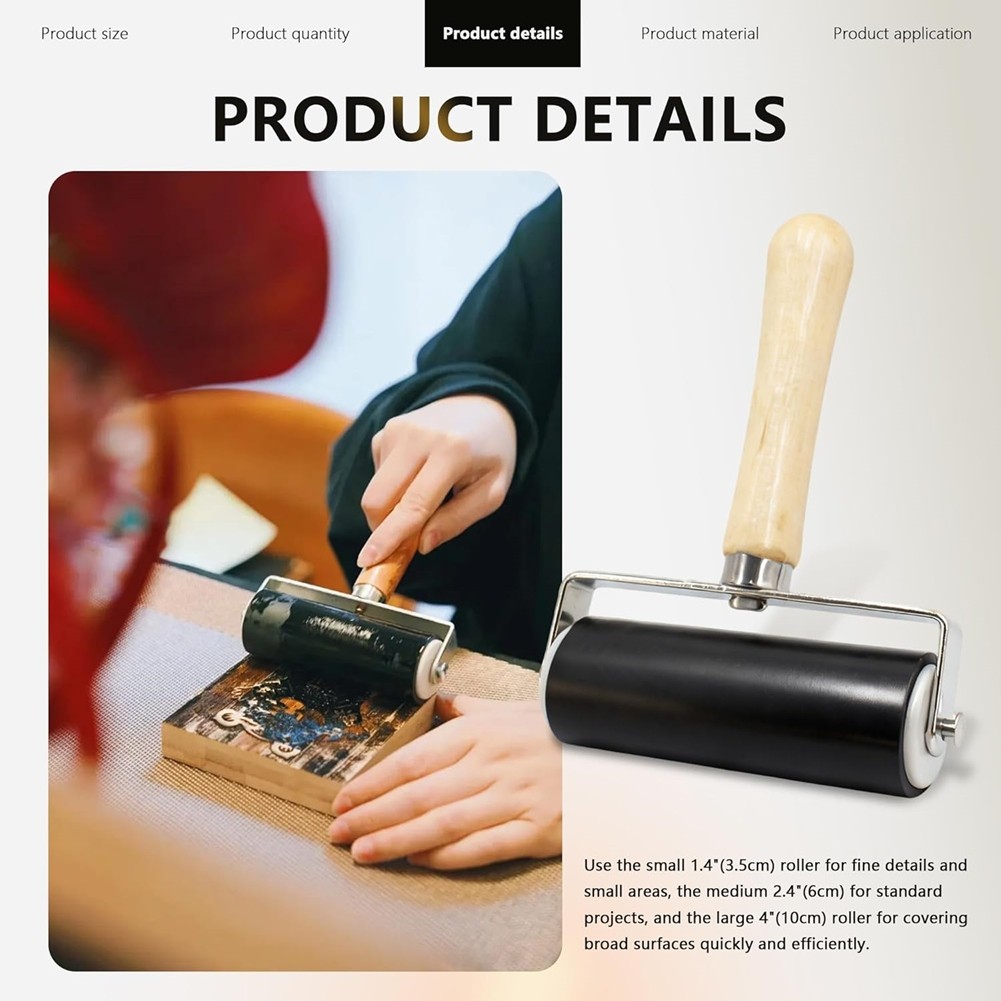 6 Pack Rubber Brayer Roller Kit,3 Sizes Rubber Rollers with 3 Scrapers for6192