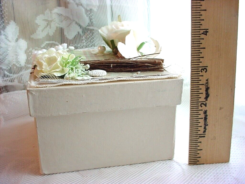 Handcrafted Trinket Keepsake Box Bird Motif Embellished