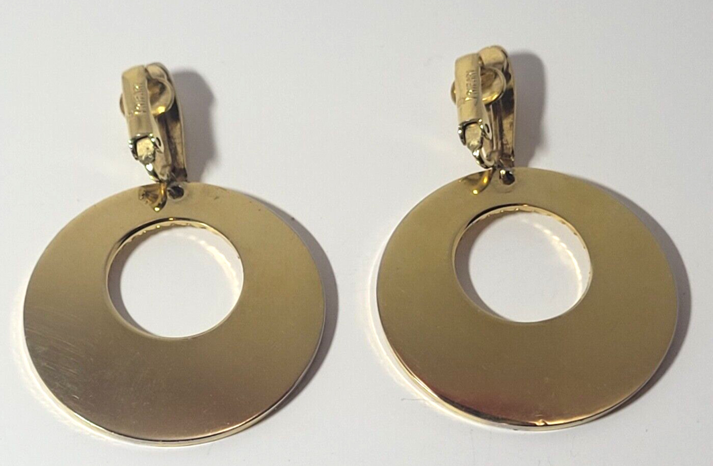 Trifari Earrings Clip On Dangle Swirl Pattern