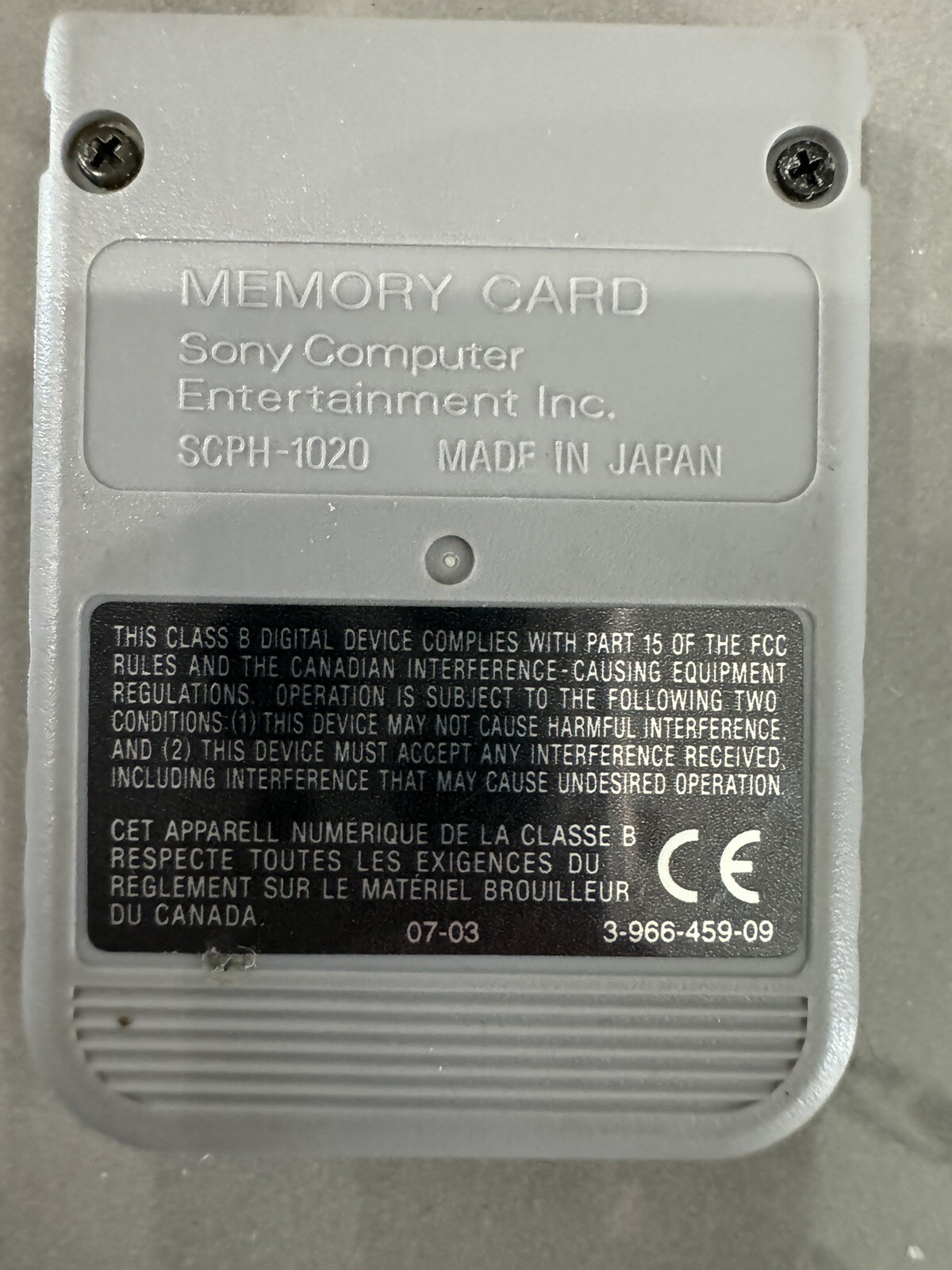 Official Sony PlayStation Memory Card OEM Gray PS1
