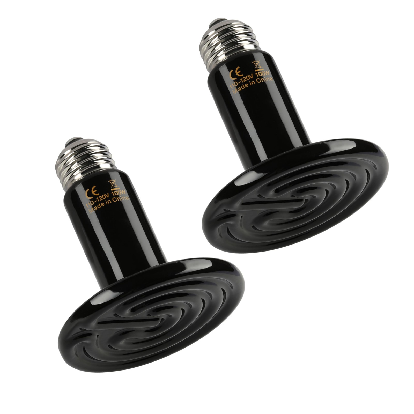 Simple Deluxe 100W Ceramic Heat Emitter 2 Pack Reptile *2, Black/2-pack
