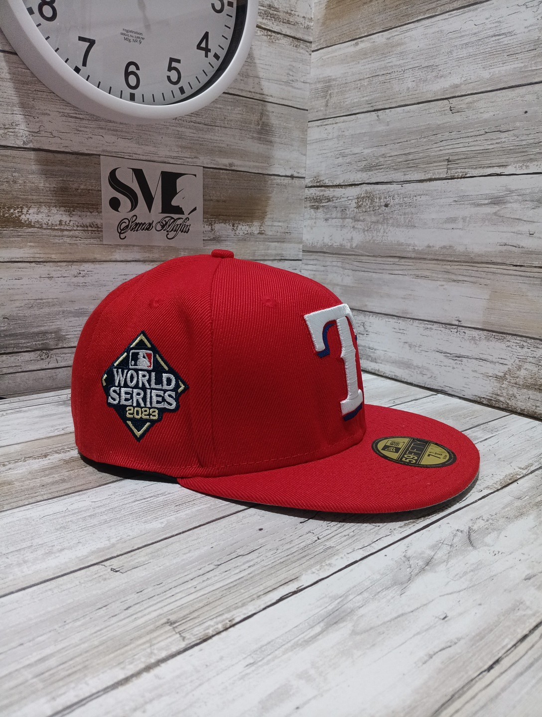 New Era Texas Rangers Hat Cap Fitted 7 1/8 Red 59fifty Men MLB Baseball USA Made